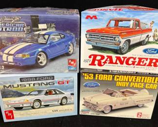4~ 1/25 Model Cars * ‘71 FORD Ranger; ‘97 MUSTANG COBRA * NIB ‘88 MUSTANG GT; ‘53 FORD Pace Car