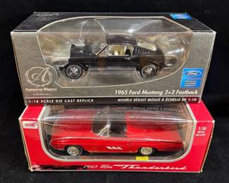 2~ 1:18 Diecast FORD Cars * ‘63 Red Thunderbird & American Muscle Authentic ‘65 Mustang Fastback
