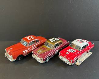 2 ERTL Diecast Metal Car Banks 50th Anniversary NASCAR * Diecast Metal Vintage Car