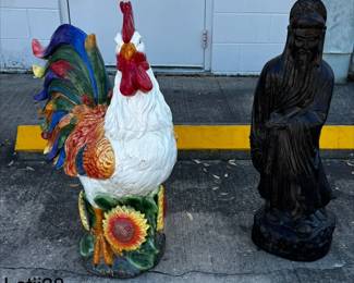 Large ceramic rooster  Chinese Immortal or Scholar