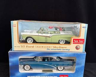 2 New Sunstar 1:18 Diecast Metal Replica Cars * 1958 Buick Limited Rivera * 1957 Ford Fairlane