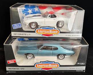 Diecast Cars * 25th Yr Anniversary ‘67 Corvette & Collectors Ed. ‘69 Pontiac GTO * American Muscle