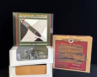 4 Boxed Diecast Model Propeller Airplanes * 2 Banks * Wings of Texaco * SpecCast Military Markings