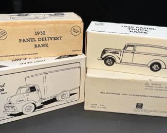 Diecast Banks * 3~ 1930s & 1950s Delivery Panel & Straight Trucks * 1~ ‘57 1:24 Ford Thunderbird