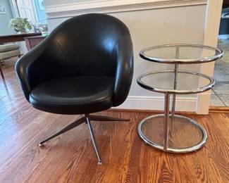 The real deal! Mid Century Chair and Milo Baughman 3 tiered movable table 