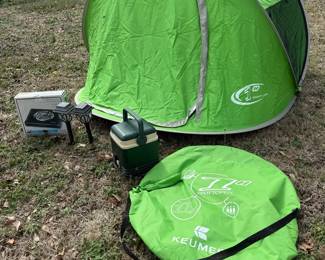 Keumer 3 Person Easy Pop Up Tent And Camping Accessories Mystery Lot