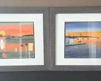 Pair Of Original Framed Watercolor Paintings