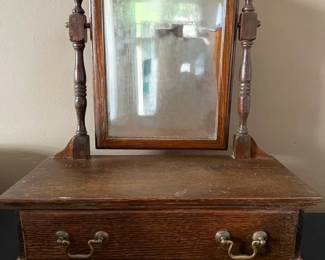 Vintage Table Top Vanity Mirror W  Drawer
