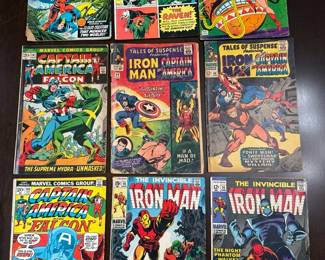 Nine Comic Books Four Iron Man, 2 Captain America, Wonder Woman And More