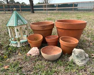 Clay Pots, Painted Bird Feeder  More