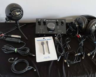 USB Tabletop Mic   USB Audio Interface   Headphones   Cable Mystery Lot
