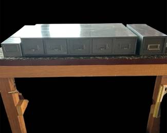 Vintage 5 Drawer Metal Index Card Tool Storage With 2 Attachments Hardware