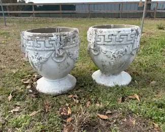 Pair Of Greek Style Concrete Planters