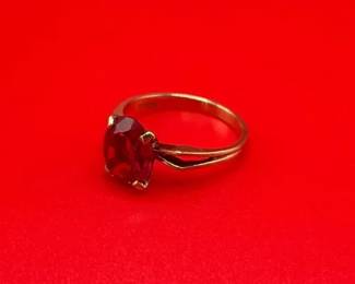 10K Yellow Gold Ring With LabGrown Red Ruby
