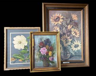 Three Framed Floral Prints