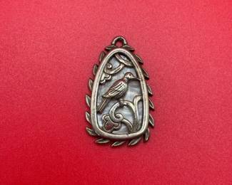 Sterling Bird Pendant With Stone