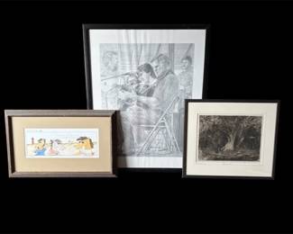 A Numbered Pencil Drawing, A Numbered Print  An Etching