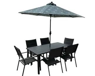 Outdoor Patio Table, Chairs, And Umbrella W stand