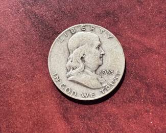 1953D Ben Franklin 90 Silver Half Dollar