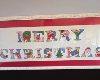 Framed Cross Stitch Merry Christmas 