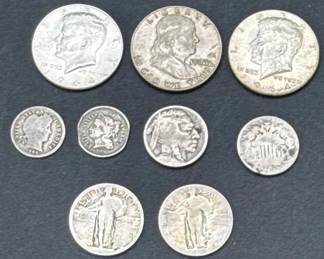 US Silver Coins * 1868 Dime * 1906 Dime * Two 1964 Half Dollars * 1960 Half Dollar *