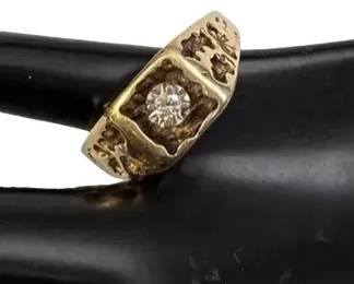 10K Yellow Gold Solitaire Diamond Men’s Ring Size 9.75 * 4.29g