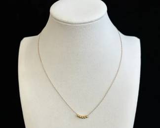 14K Yellow Gold 5 Little Balls Chain Necklace * .072g