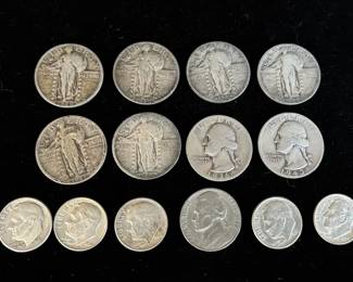14 U.S Silver Coins 1927-1964 Nickel Dimes Quarters