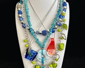 5 Colorful Glass Beaded Necklaces