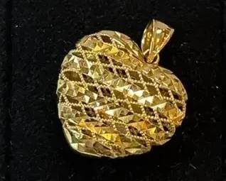Open Work Puff 14K Heart Pendant * 4.92g
