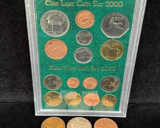 Euro First Irish Set 2002 * Eire Last Coin Set 2000 * Irish Coins * Stamps