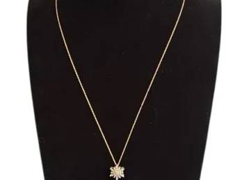 10K Yellow Gold * Diamond Snowflake Design Pendant * 10K Chain