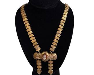 Victorian Gold Filled Book Chain Necklace with Cameo * 21.80g