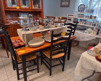 4 Pottery Barn Ladder back black Chairs priced separate  Rectangle Table priced 