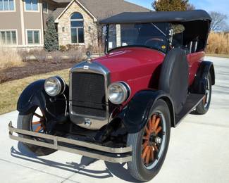 1923 Jewett 4 Door Touring Car, 248 Cubic Inch 50 HP L-Head Inline 6 Cylinder Engine, 3 Speed Manual Transmission, 6 Volt, Red, VIN #52996 
