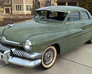 1951 Mercury 4 Door Sedan, 255 Cubic Inch V-8 Engine, 3 Speed Manual Transmission, 6 Volt, Green, VIN #51SL68537M 