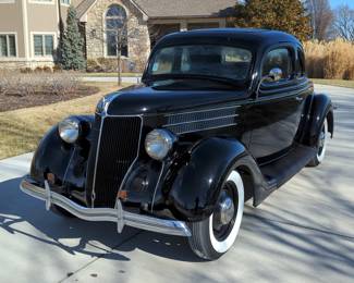 1936 Ford 5 Window 2 Door Coupe, 221 Cubic Inch Flathead V-8 Engine, 3 Speed Manual Transmission, Black, 6 Volt, VIN #182703600 