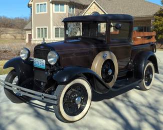1930 Ford Model A Pickup Truck, 200 Cubic Inch 40 HP L Head, Inline Four Engine, Brown/Black, VIN #A3599628, 