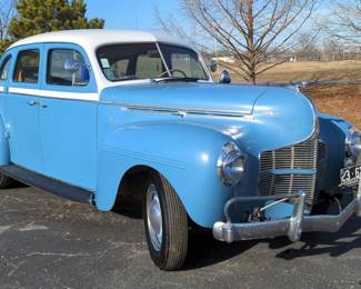 1940 Dodge 4 Door Sedan, Flathead Inline 6 Plymouth Engine, 3 Speed Manual Transmission, Blue/White, VIN #30270210 