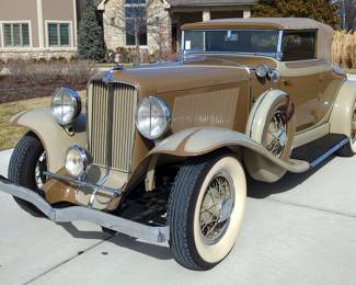 1931 Auburn Cabriolet 8-98A, 268 Cubic Inch 98 HP L-Head Inline 8 Engine, 3 Speed Manual Syncromesh Transmission, 2 Tone Tan, 6 Volt, VIN #898A11832F 