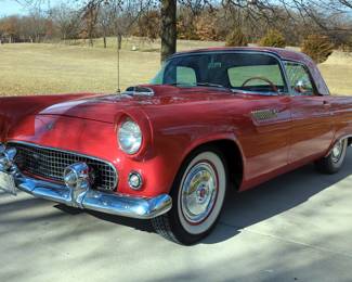 1955 Ford Thunderbird 2 Door Hard Top Convertible, 292 Cubic Inch 196 HP Wide Block V-8 Engine, Automatic Transmission, 12 Volt With Alternator, Red, VIN #P5FH235876 