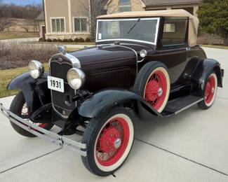 1931 Ford Model A 2 Door Cabriolet 68-C, 6 Volt, Dark Maroon/Red/Tan, VIN #4746897, 