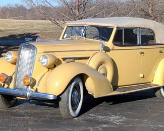1936 Buick Series 80 Roadmaster 4 Door Convertible, VIN 320 Cubic Inch 120 HP Straight 8 Engine, 3 Speed Manual, 6 Volt, #2935286, Yellow/Cream 