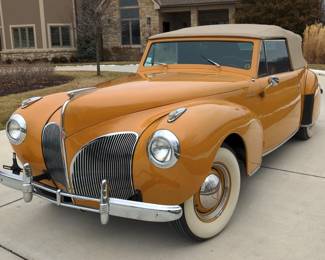 1941 Lincoln Continental 2 Door Convertible, Engine Swap To 303 Cubic Inch 125 HP V-8 Engine, 3 Speed Manual With Overdrive, 12 Volt, Yellow/White VIN #H109600