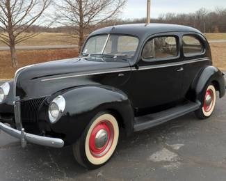 1940 Ford 2 Door, 221 Cubic Inch Flathead V-8 Engine, 3 Speed Manual Transmission, 6 Volt, Black, VIN #185680835 