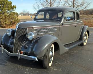 1936 Ford 5 Window 2 Door Coupe, 221 Cubic Inch Flathead V-8 Engine, 3 Speed Manual Transmission, Black, 6 Volt, VIN #18324876 