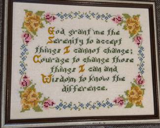 Framed Cross Stitch Serenity Prayer