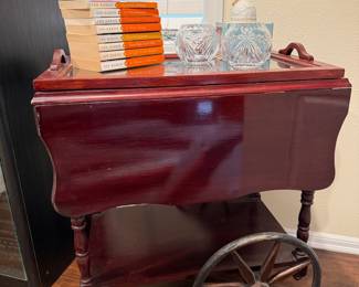 Victorian Style Mahogany Drop-Leaf Tea Cart with Tray, The Mitford Years Series by Jan Karon