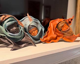 Popeir Art Leather Face Sculptures