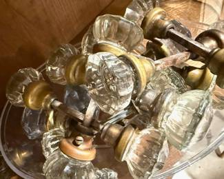 Early 1900s Octagonal Glass Door Knobs